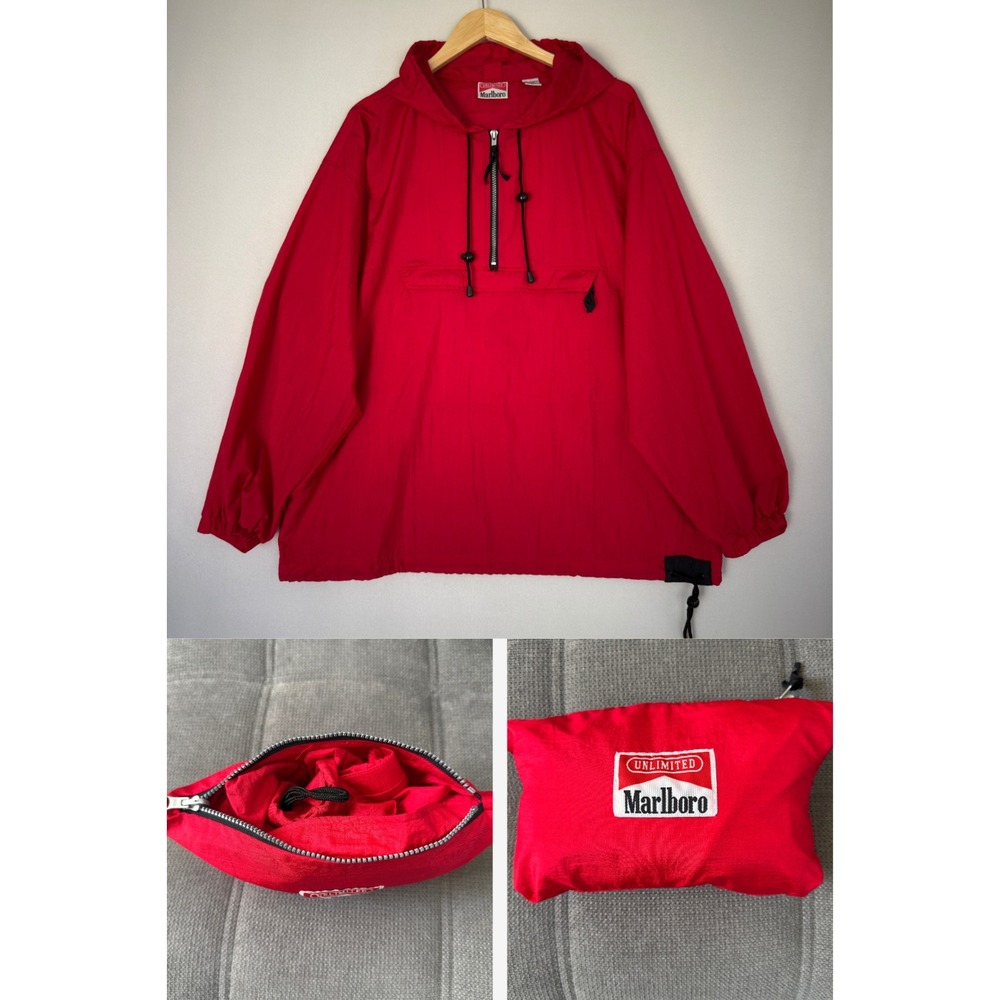 Marlboro Unlimited Packable Jacket Men's Large Windbreaker Pullover Vintage 90's